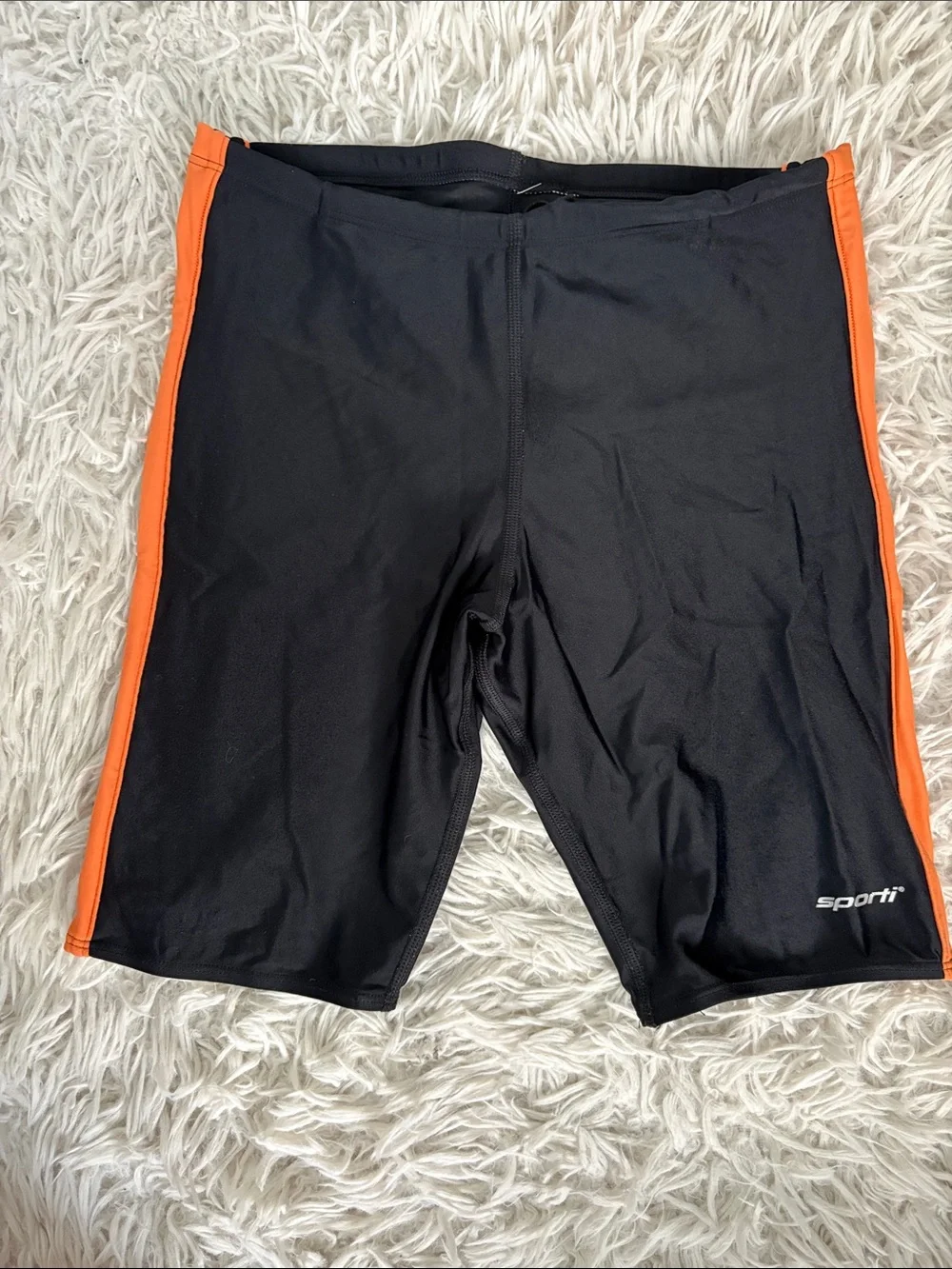 Sporti Men's Black Swim Jammers with Orange Side Stripe